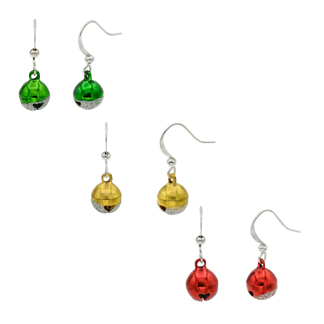 Christmas Ornament Ball Earrings, Set of 3 Pairs, Holiday Festive Xmas Jewelry